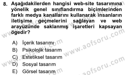 E-Perakendecilik Dersi 2022 - 2023 Yılı Yaz Okulu Sınav Soruları 8. Soru