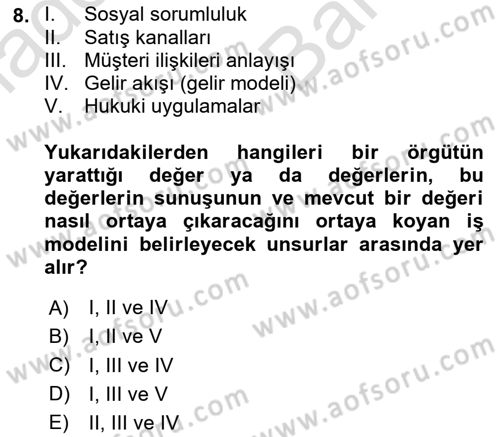 E-Perakendecilik Dersi 2023 - 2024 Yılı (Vize) Ara Sınav Soruları 8. Soru