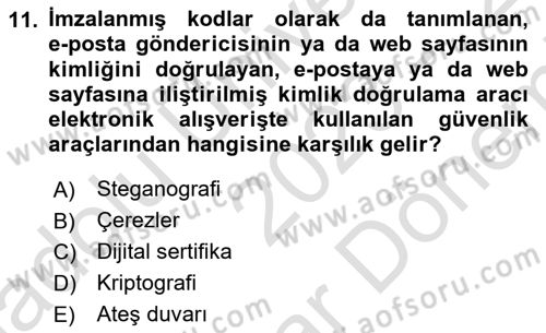 E-Perakendecilik Dersi 2023 - 2024 Yılı (Final) Dönem Sonu Sınav Soruları 11. Soru
