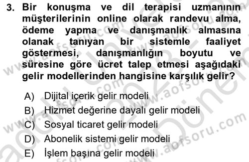 E-Perakendecilik Dersi 2023 - 2024 Yılı (Final) Dönem Sonu Sınav Soruları 3. Soru