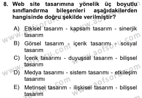 E-Perakendecilik Dersi 2023 - 2024 Yılı (Final) Dönem Sonu Sınav Soruları 8. Soru