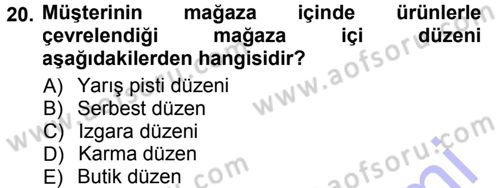 Mağaza Atmosferi Dersi 2012 - 2013 Yılı (Final) Dönem Sonu Sınavı 20. Soru