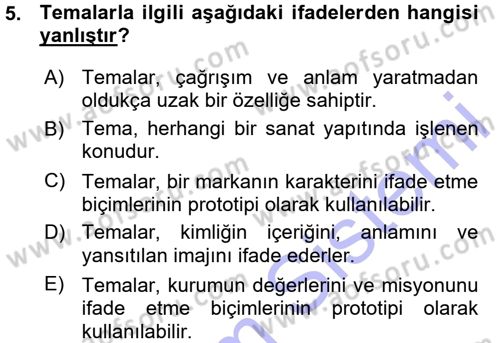 Mağaza Atmosferi Dersi 2015 - 2016 Yılı (Vize) Ara Sınav Soruları 5. Soru