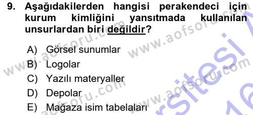Mağaza Atmosferi Dersi 2015 - 2016 Yılı (Vize) Ara Sınav Soruları 9. Soru