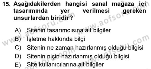Mağaza Atmosferi Dersi 2015 - 2016 Yılı (Final) Dönem Sonu Sınav Soruları 15. Soru