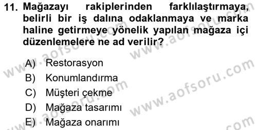 Mağaza Atmosferi Dersi 2016 - 2017 Yılı (Vize) Ara Sınav Soruları 11. Soru