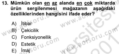 Mağaza Atmosferi Dersi Ara Sınavı Deneme Sınav Soruları 13. Soru