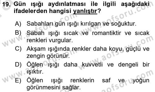 Mağaza Atmosferi Dersi Ara Sınavı Deneme Sınav Soruları 19. Soru