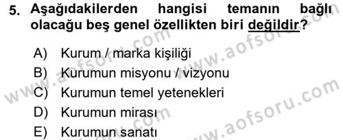 Mağaza Atmosferi Dersi Ara Sınavı Deneme Sınav Soruları 5. Soru