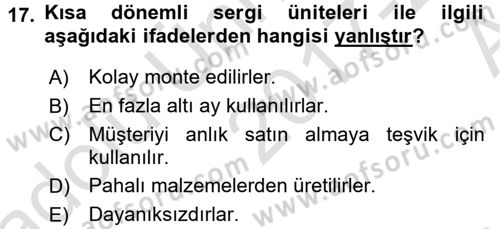 Mağaza Atmosferi Dersi 2017 - 2018 Yılı (Vize) Ara Sınavı 17. Soru