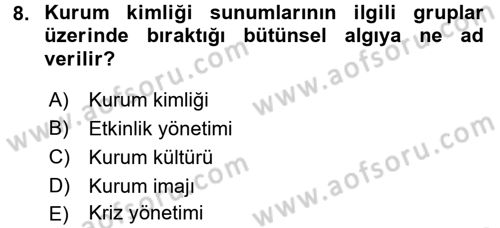 Mağaza Atmosferi Dersi 2017 - 2018 Yılı (Vize) Ara Sınavı 8. Soru