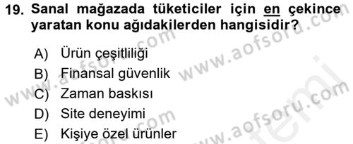 Mağaza Atmosferi Dersi 2017 - 2018 Yılı (Final) Dönem Sonu Sınavı 19. Soru