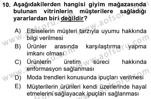 Mağaza Atmosferi Dersi 2018 - 2019 Yılı (Vize) Ara Sınavı 10. Soru