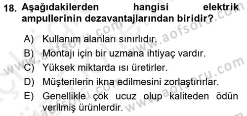 Mağaza Atmosferi Dersi 2018 - 2019 Yılı (Vize) Ara Sınavı 18. Soru