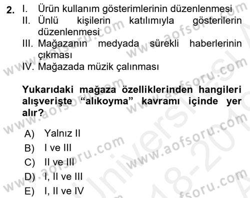 Mağaza Atmosferi Dersi 2018 - 2019 Yılı (Vize) Ara Sınavı 2. Soru