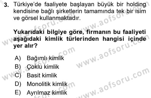 Mağaza Atmosferi Dersi 2018 - 2019 Yılı (Vize) Ara Sınavı 3. Soru