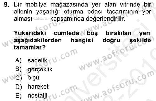 Mağaza Atmosferi Dersi 2018 - 2019 Yılı (Vize) Ara Sınavı 9. Soru