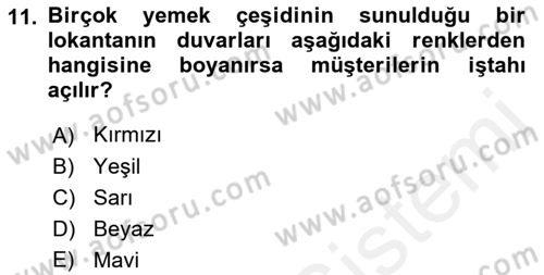Mağaza Atmosferi Dersi 2018 - 2019 Yılı (Final) Dönem Sonu Sınav Soruları 11. Soru