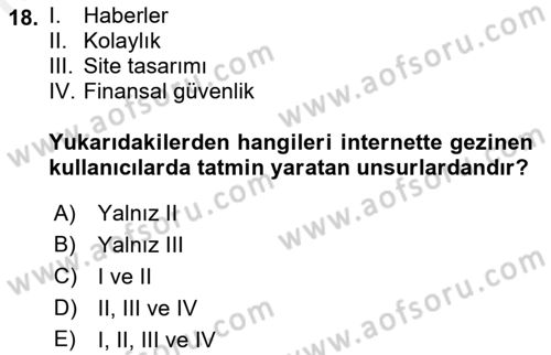 Mağaza Atmosferi Dersi 2018 - 2019 Yılı (Final) Dönem Sonu Sınavı 18. Soru