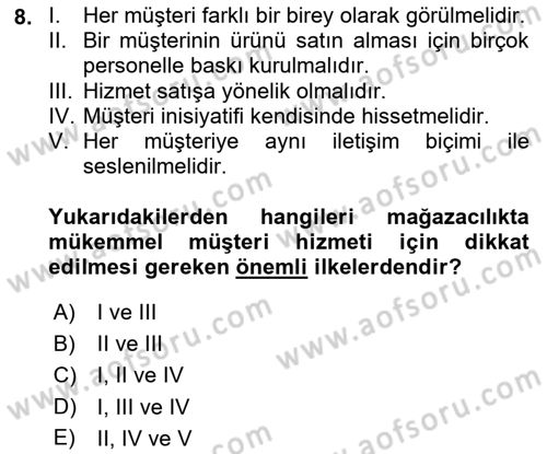 Mağaza Atmosferi Dersi 2018 - 2019 Yılı (Final) Dönem Sonu Sınav Soruları 8. Soru