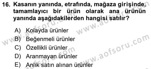 Mağaza Atmosferi Dersi 2018 - 2019 Yılı Yaz Okulu Sınavı 16. Soru