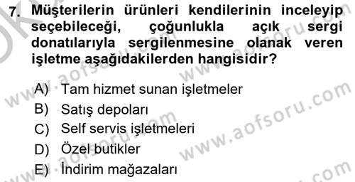 Mağaza Atmosferi Dersi 2018 - 2019 Yılı Yaz Okulu Sınavı 7. Soru