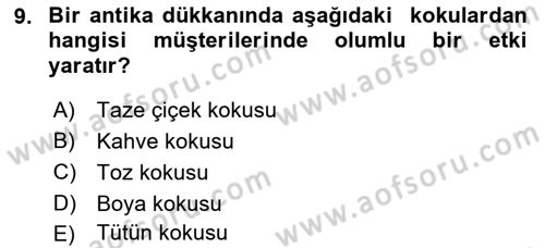 Mağaza Atmosferi Dersi 2018 - 2019 Yılı Yaz Okulu Sınavı 9. Soru