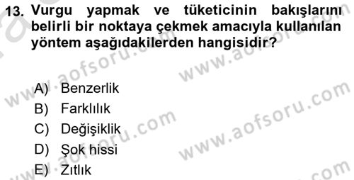 Mağaza Atmosferi Dersi 2019 - 2020 Yılı (Vize) Ara Sınav Soruları 13. Soru
