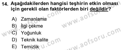 Mağaza Atmosferi Dersi Ara Sınavı Deneme Sınav Soruları 14. Soru
