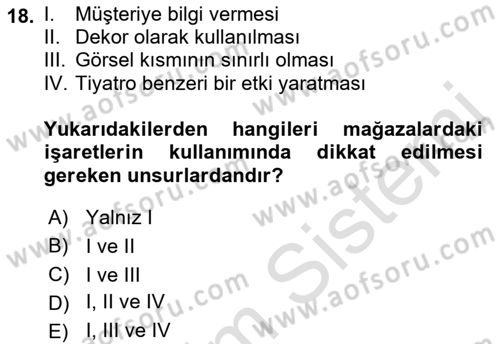 Mağaza Atmosferi Dersi 2019 - 2020 Yılı (Vize) Ara Sınav Soruları 18. Soru