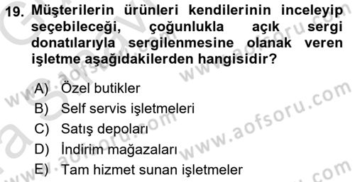 Mağaza Atmosferi Dersi 2019 - 2020 Yılı (Vize) Ara Sınav Soruları 19. Soru