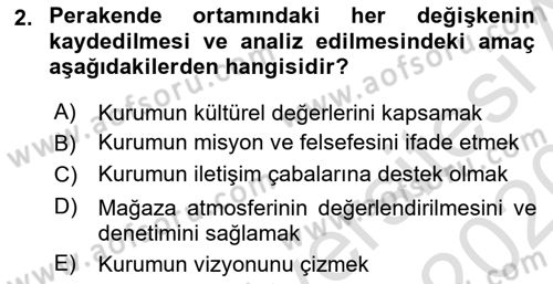 Mağaza Atmosferi Dersi 2019 - 2020 Yılı (Vize) Ara Sınav Soruları 2. Soru