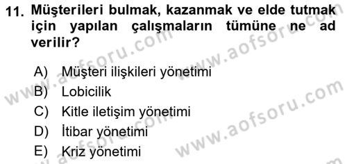 Mağaza Atmosferi Dersi 2019 - 2020 Yılı (Final) Dönem Sonu Sınavı 11. Soru