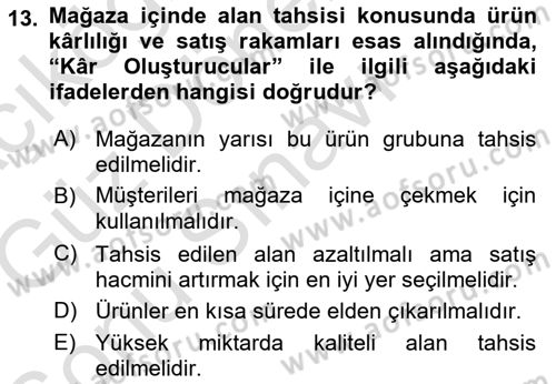 Mağaza Atmosferi Dersi 2019 - 2020 Yılı (Final) Dönem Sonu Sınavı 13. Soru