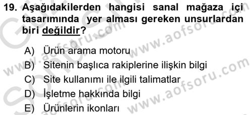 Mağaza Atmosferi Dersi 2019 - 2020 Yılı (Final) Dönem Sonu Sınavı 19. Soru