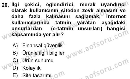 Mağaza Atmosferi Dersi 2019 - 2020 Yılı (Final) Dönem Sonu Sınav Soruları 20. Soru