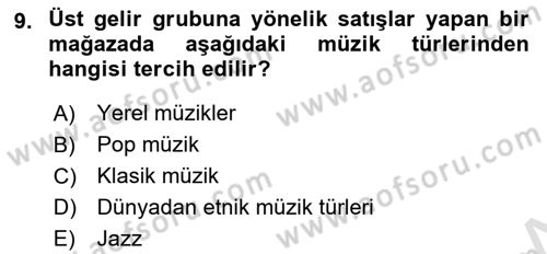 Mağaza Atmosferi Dersi 2019 - 2020 Yılı (Final) Dönem Sonu Sınavı 9. Soru