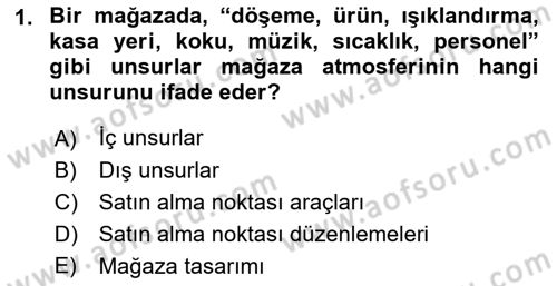 Mağaza Atmosferi Dersi 2021 - 2022 Yılı (Vize) Ara Sınavı 1. Soru