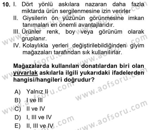 Mağaza Atmosferi Dersi 2021 - 2022 Yılı (Vize) Ara Sınavı 10. Soru