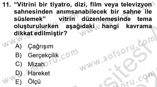 Mağaza Atmosferi Dersi 2021 - 2022 Yılı (Vize) Ara Sınavı 11. Soru