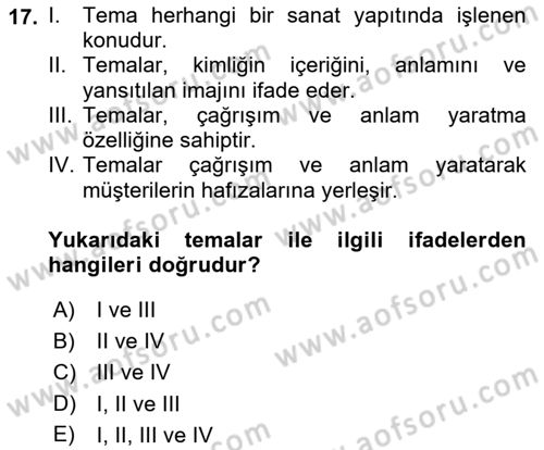 Mağaza Atmosferi Dersi 2021 - 2022 Yılı (Vize) Ara Sınavı 17. Soru