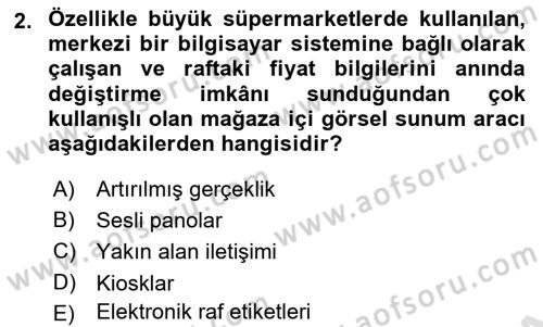 Mağaza Atmosferi Dersi 2021 - 2022 Yılı (Vize) Ara Sınavı 2. Soru