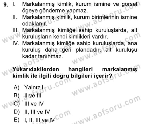 Mağaza Atmosferi Dersi 2021 - 2022 Yılı (Vize) Ara Sınavı 9. Soru