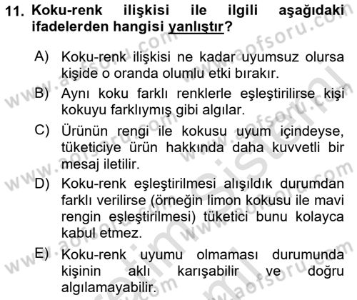 Mağaza Atmosferi Dersi 2021 - 2022 Yılı (Final) Dönem Sonu Sınavı 11. Soru