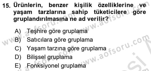 Mağaza Atmosferi Dersi 2021 - 2022 Yılı (Final) Dönem Sonu Sınavı 15. Soru