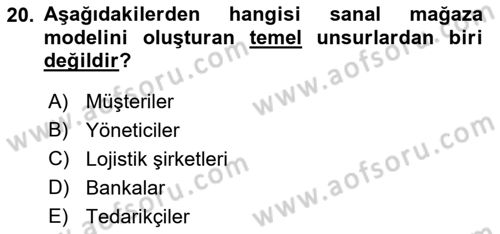 Mağaza Atmosferi Dersi 2021 - 2022 Yılı (Final) Dönem Sonu Sınavı 20. Soru