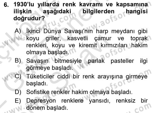 Mağaza Atmosferi Dersi 2021 - 2022 Yılı (Final) Dönem Sonu Sınavı 6. Soru