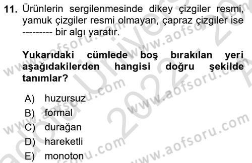 Mağaza Atmosferi Dersi 2022 - 2023 Yılı (Vize) Ara Sınavı 11. Soru