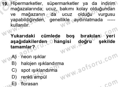 Mağaza Atmosferi Dersi 2022 - 2023 Yılı (Vize) Ara Sınavı 19. Soru