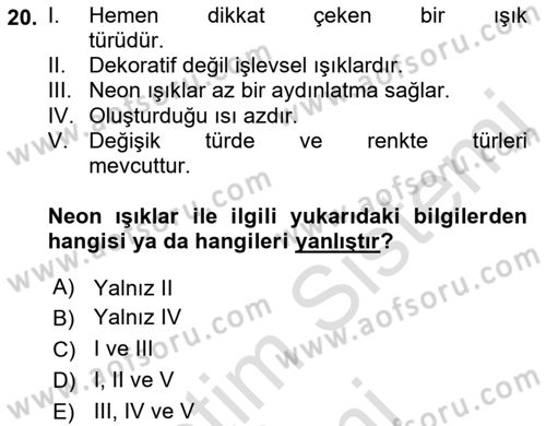 Mağaza Atmosferi Dersi 2022 - 2023 Yılı (Vize) Ara Sınavı 20. Soru